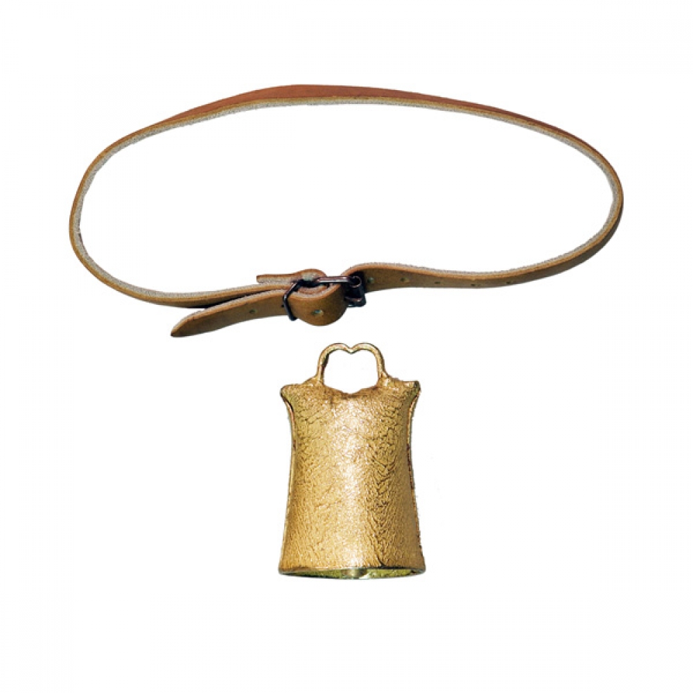Sheep and goat bell with leather strap / Thuringian style 8 cm